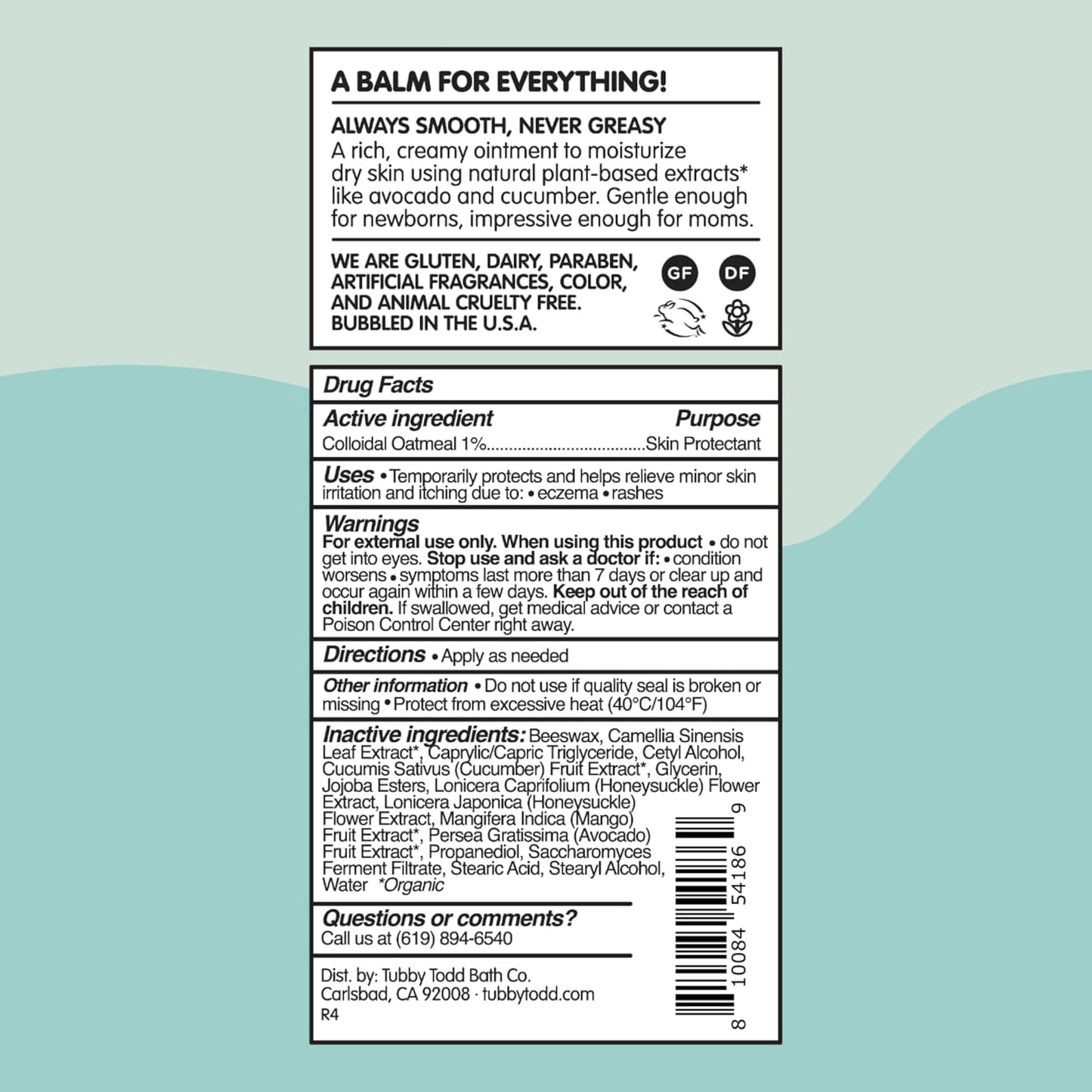 Tubby Todd New Baby & Mom Sensitive Skincare Kit - The Mama + Baby Gift Set - Baby Shampoo and Body Wash, All Over Ointment, Belly Oil & Nipple Balm - Standard Size Fragrance-Free