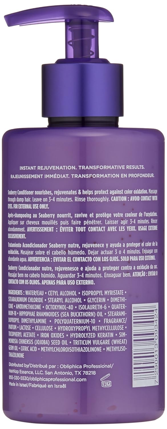 Obliphica Seaberry Conditioner for Wavy Hair - Frizz Control, Curly, Damaged Repaired Hair - Hair Mask & Treatment for Dry Hair and Growth - 10 Fl Oz