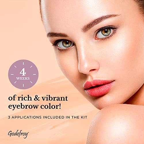 Godefroy Fast Acting Temporary Instant Brow Color, 3 Applications Per Package, Salon Quality Results, Medium Brown