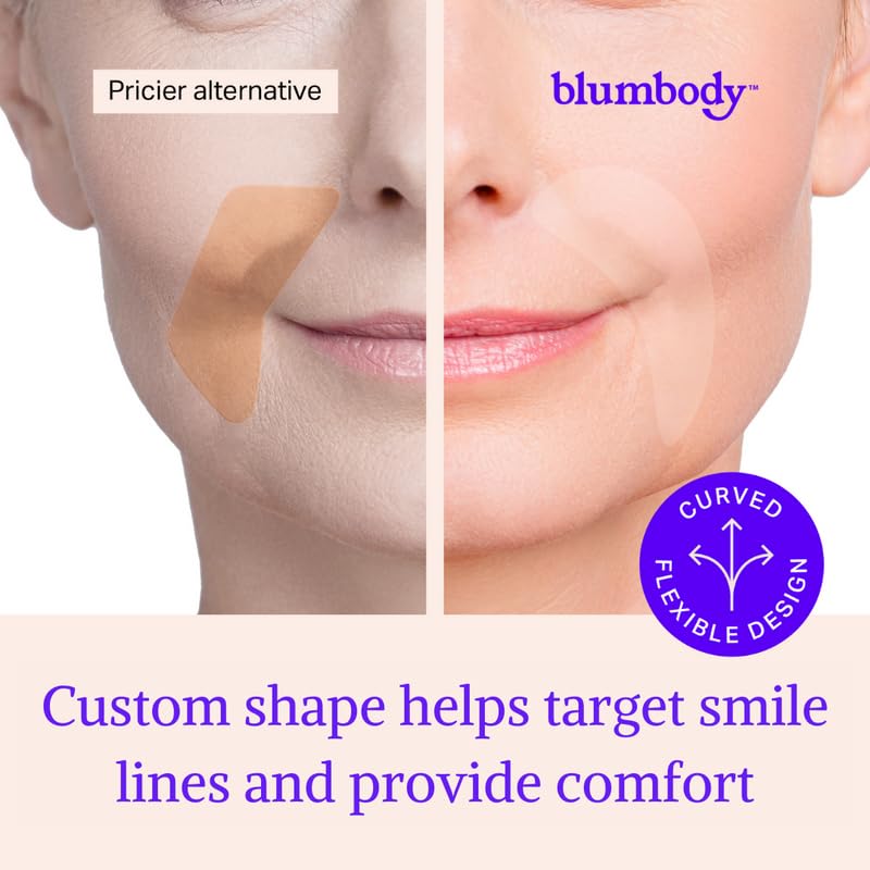 BLUMBODY Face Wrinkle Patches - Anti Wrinkle Facial Patches to Smooth Smile Lines - Non-Silicone Face Patches Wrinkles Tape for Fine Wrinkles between Eyes & Face - For Overnight Wrinkle Use