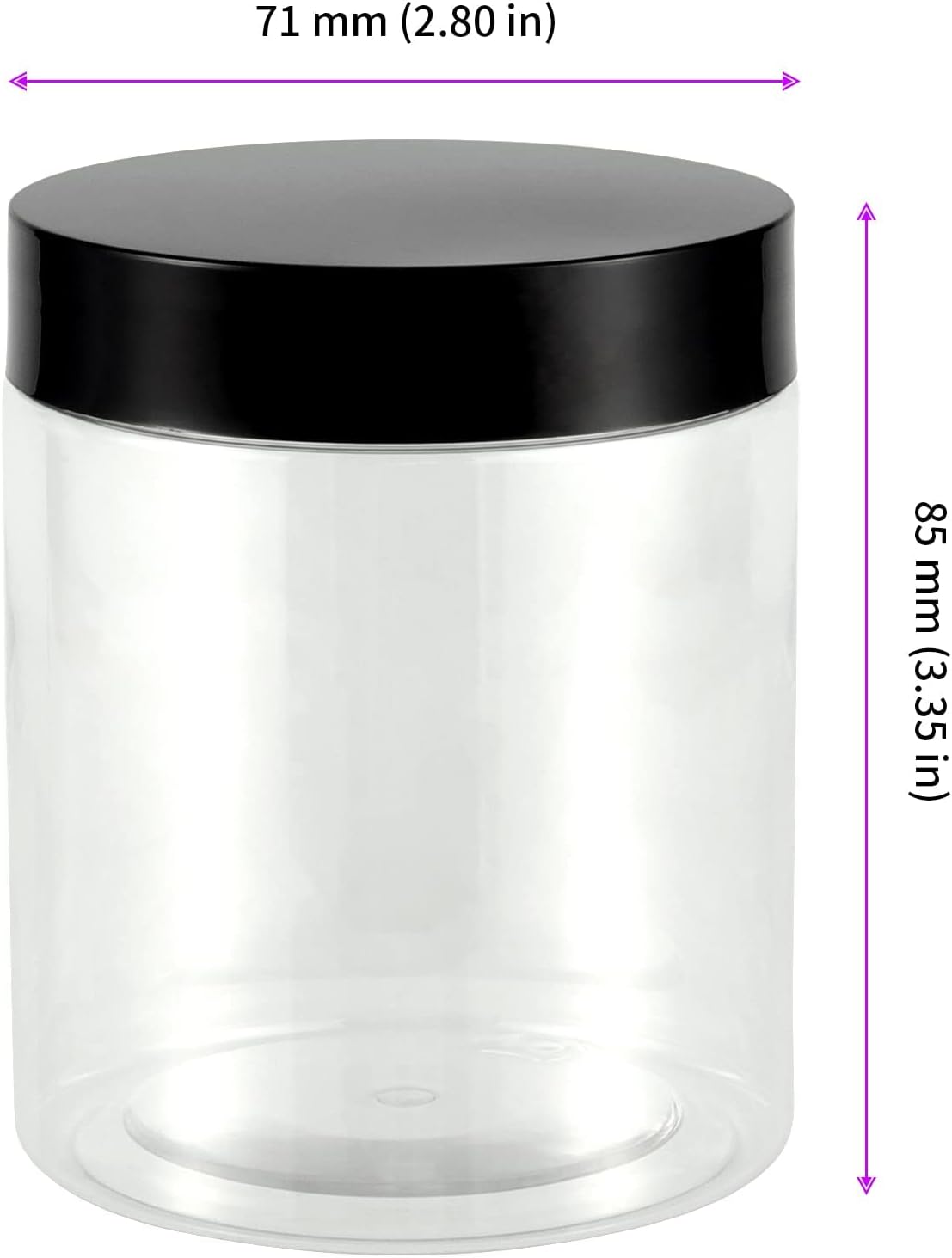 JEUIHAU 46 Pack 8 OZ Plastic Jars with Lids, Clear Empty Slime Storage Containers with Screw On Lids, Plastic Cosmetic Containers for Slime Making, Food, Beauty Products, BPA Free