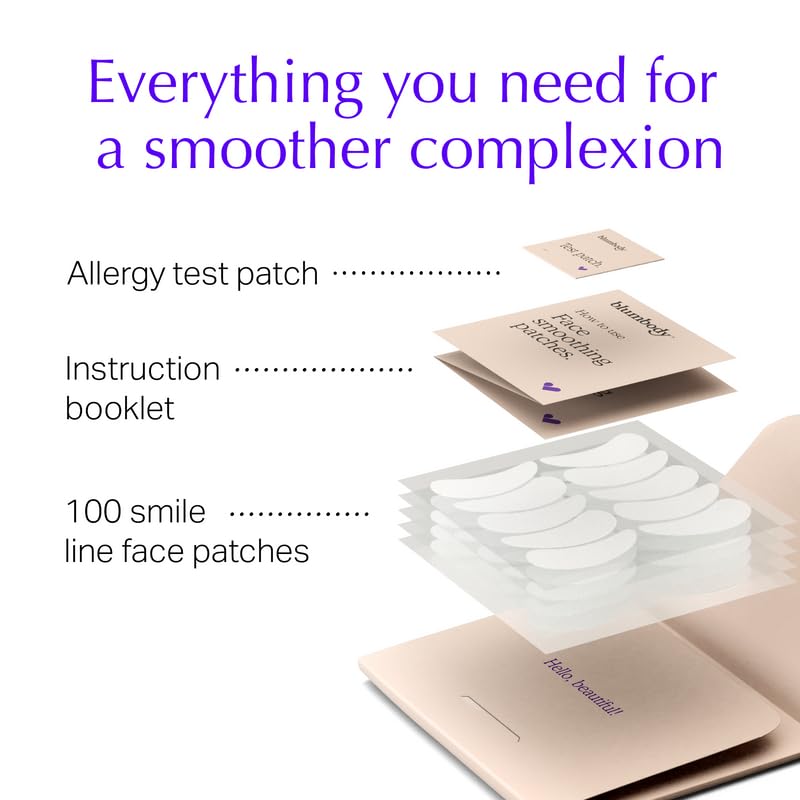 BLUMBODY Face Wrinkle Patches - Anti Wrinkle Facial Patches to Smooth Smile Lines - Non-Silicone Face Patches Wrinkles Tape for Fine Wrinkles between Eyes & Face - For Overnight Wrinkle Use