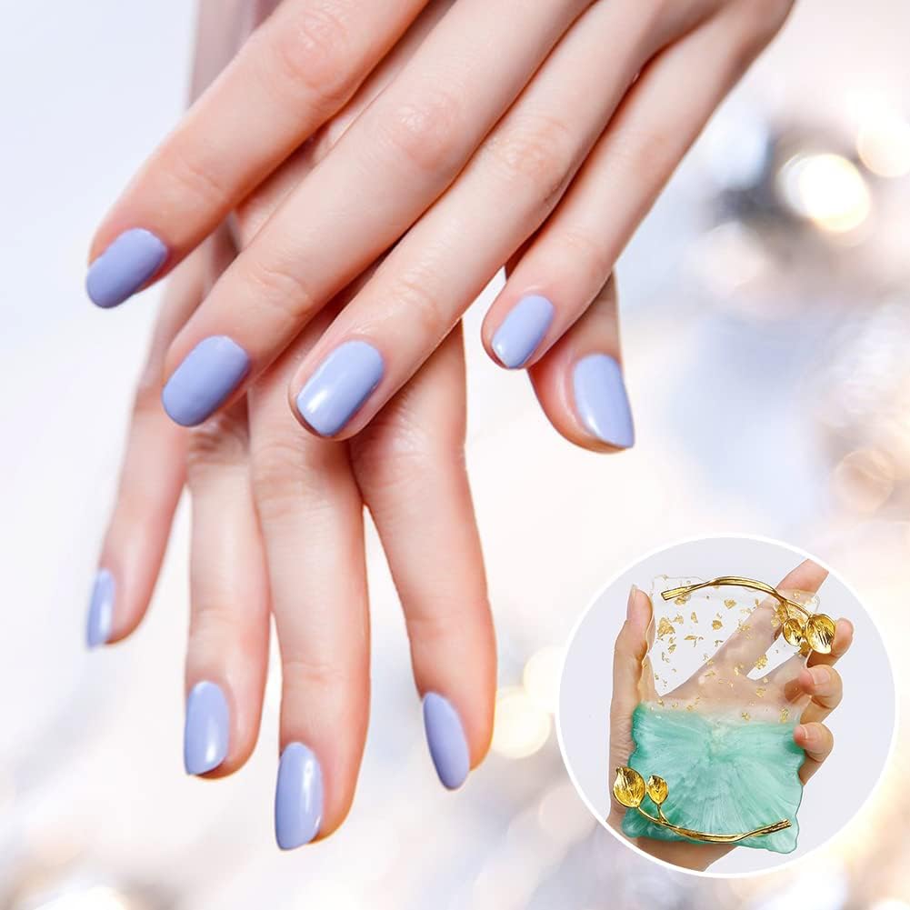 Resin Nail Art Palette, Nail Art Painting Palettes with Nail Palette Stirring Rod Gold Edge Nail Holder Nail Art Display Board Fashion Delicate Nail Tool Accessories, Type 3