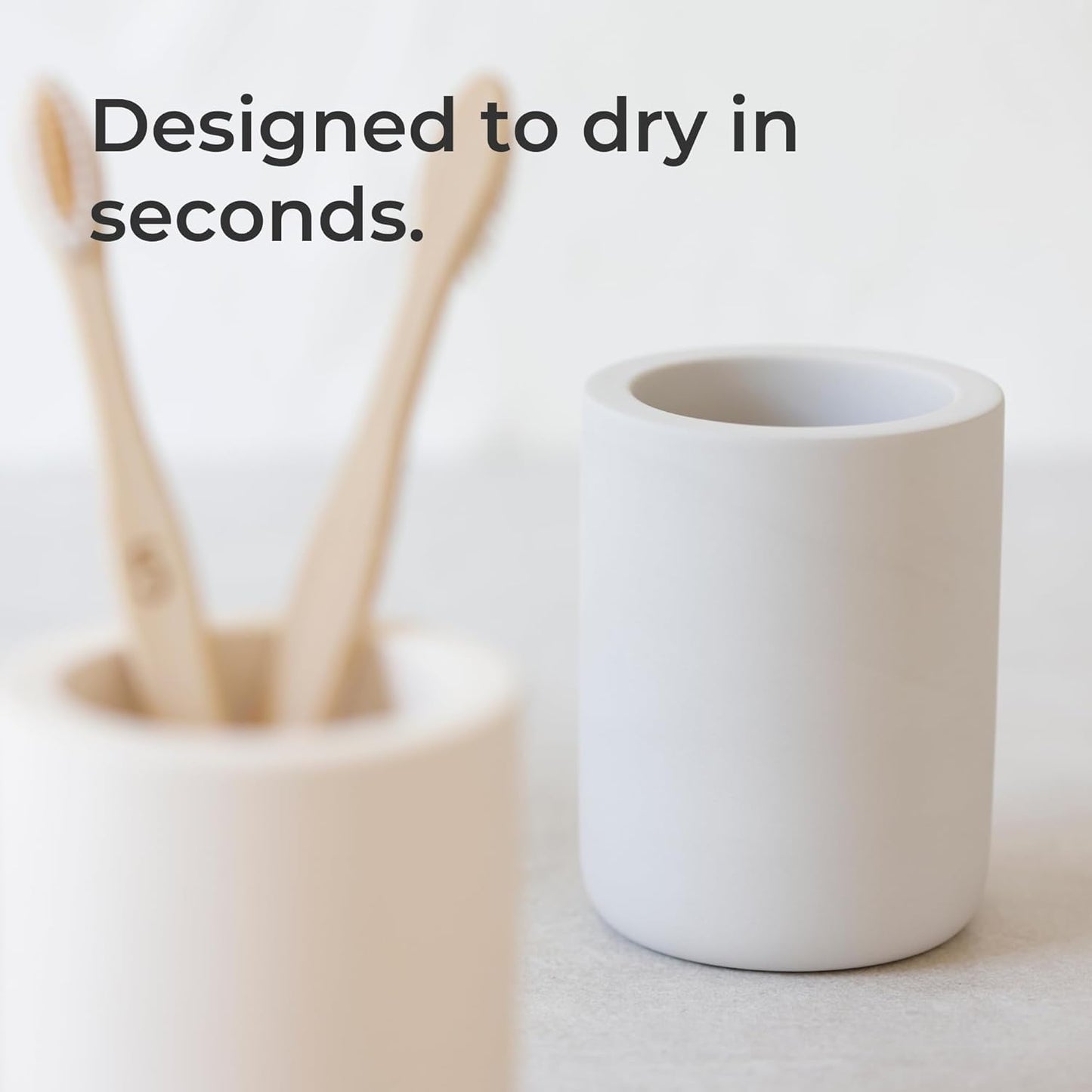 Selegna Drying Stone Toothbrush Holder, Diatomite Toothbrush Holders for Bathroom, Quick Drying Electric Toothbrush & Toothpaste Holder Cup, Diatomaceous Earth Bathroom Sink Organizer (Dark Grey)