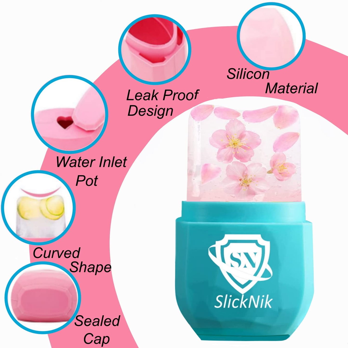 Ice Roller for Face & Eye Puffiness Relief - Enhance Your Natural Glow with Face Ice Roller, Ice Mold for Face with New Leak-Proof Design, Reusable Ice Face Roller-Gift for Women