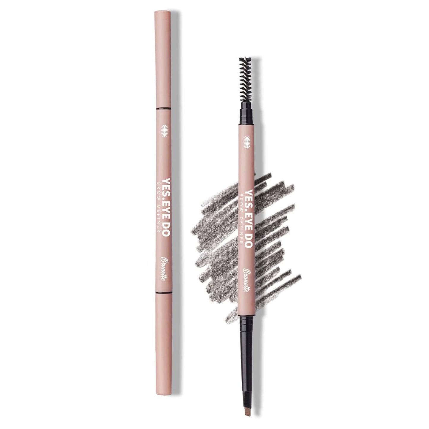Microfilling Eyebrow Pencil Gray Brown, Automatic Brow Filler with Soft Spoolie Brush, Waterproof Eye Brow Defination Pen, Create Natural Fluffy Brows, Long lasting, Durable, Brunette, YES.EYE DO