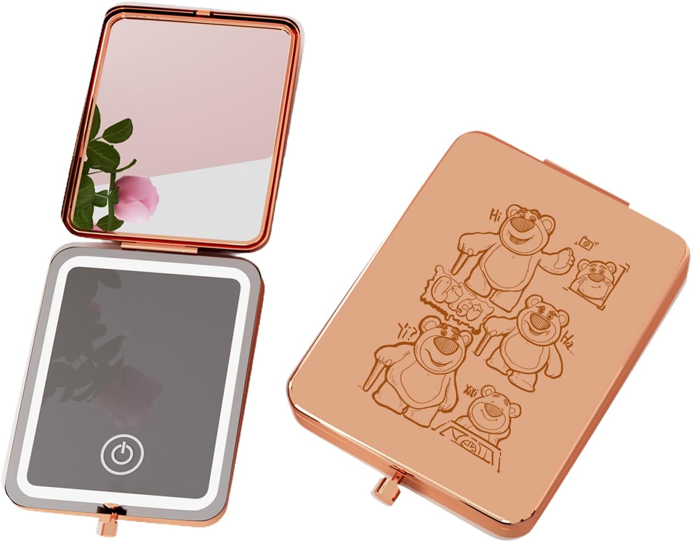 Makeup Mirror with Lights, 3X Magnifying Led Compact Travel Mirrors for Pocket,Purse, Double-Sided Foldable Handheld, Vanity Mirror with Lights, Makeup Vanity Desk Bathroom, Gifts for Women