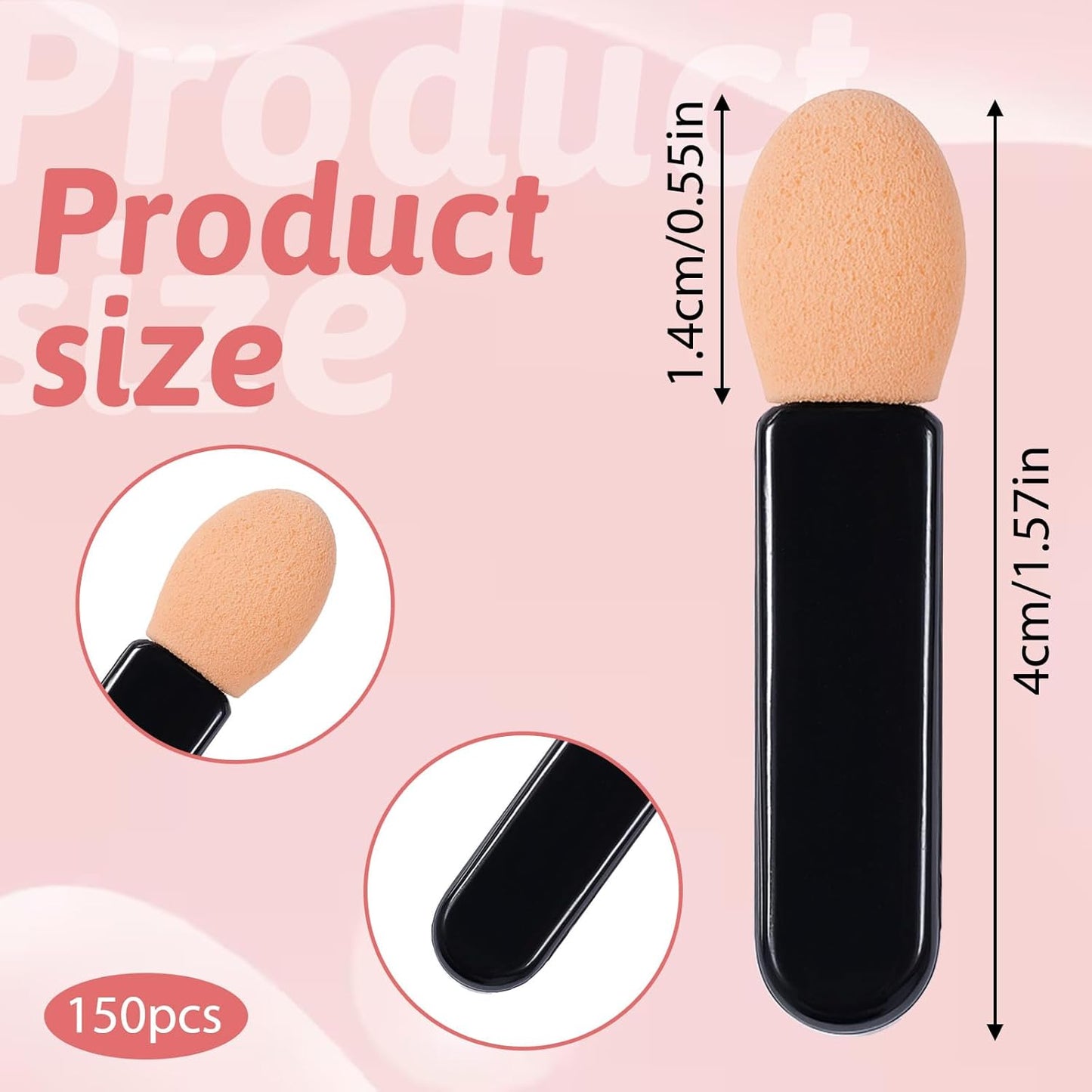 150pcs Eyeshadow Applicators Sponge Tip Small Disposable Eye Shadow Applicators Sticks Double Sided Tipped Oval Makeup Tool Eyeshadow Brush Comestic Portable Travel Mini Short Brushs for Makeup