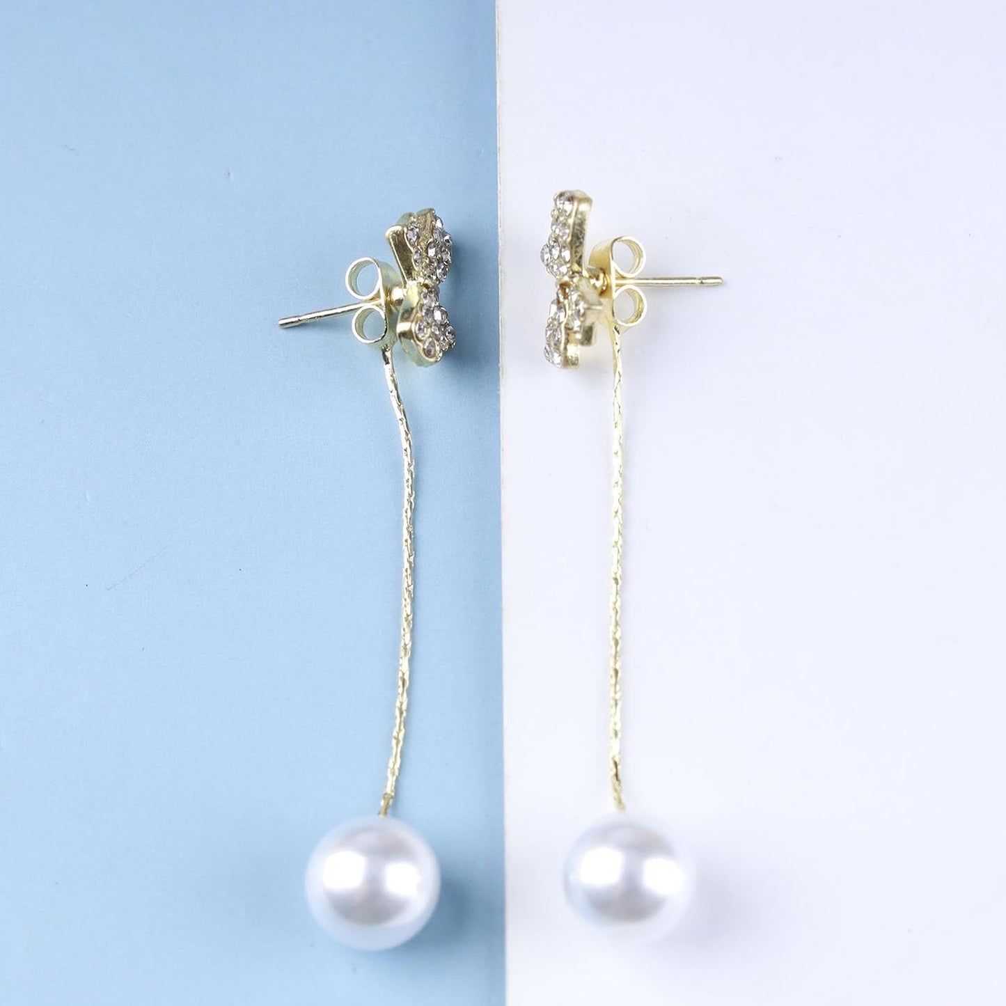 Boho Pearl Tassel Drop Earrings Vintage Gold Butterfly Bow Studs Earrings Statement Pearl Ball Drop Dangle Earrings Wedding Prom Bridesmaid Pearl Earrings Jewelry for Women