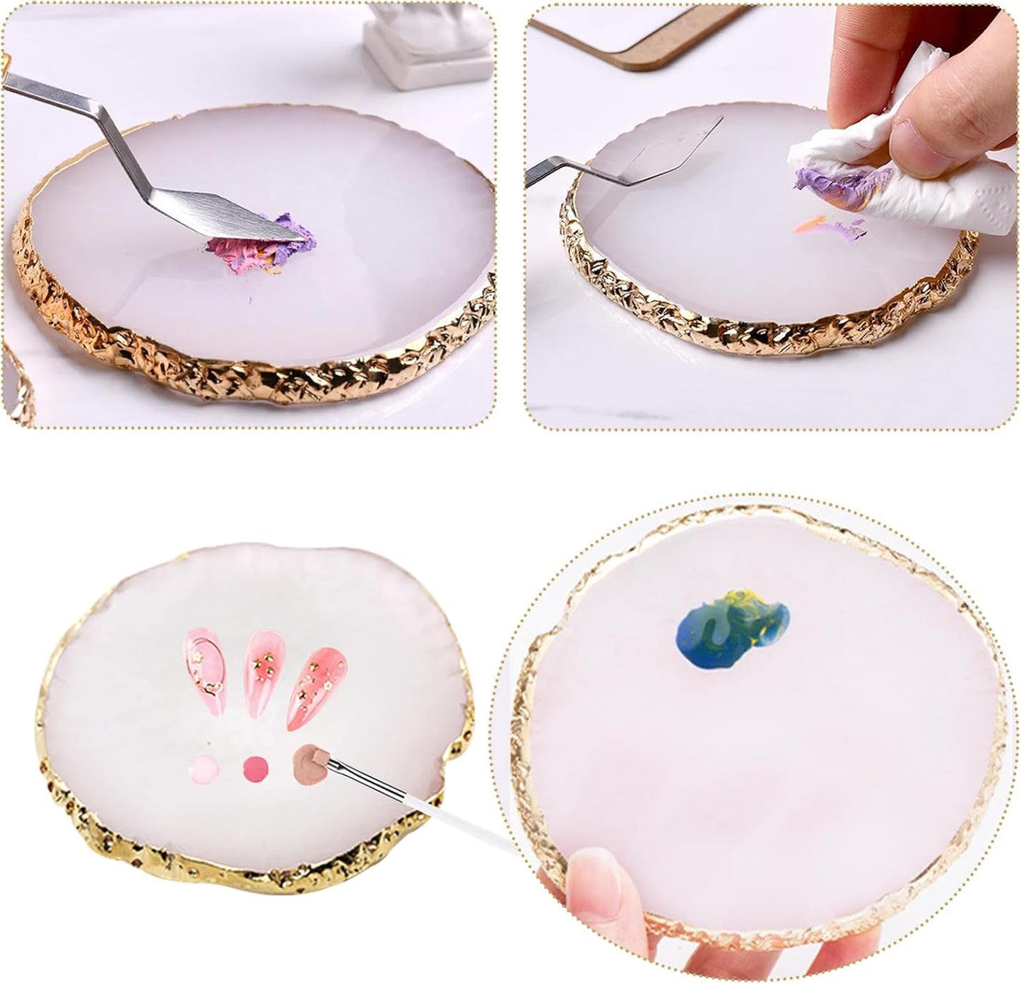 22 Pack Resin Art Palette, Makeup Mixing Palette, Gold Edge Nail Art Tool Gel Design Nail Art Makeup Mixing Tray DIY