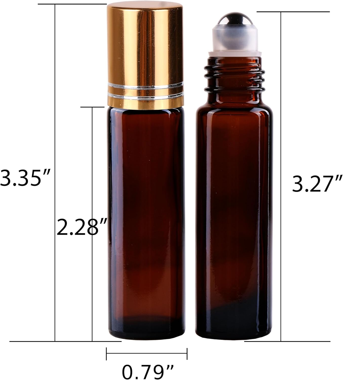 inice 4 Pack Essential Oil Roller Bottles 10ml Amber Glass RollerBall Bottle with Stainless Steel Roller Ball Alloy Cap for Daily Care