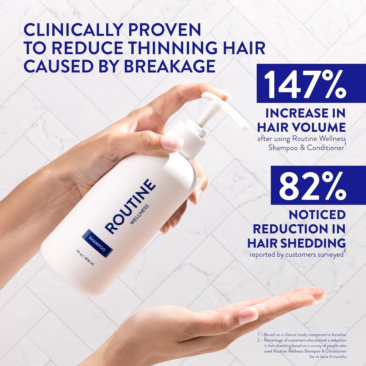 Routine Wellness Anti-Thinning Shampoo for Thinning Hair - Biotin DHT Blocker Women & Men - Color Safe Shampoo for Hair Loss & Healthy Hair - Rose Hips 14oz (Pack of 2)