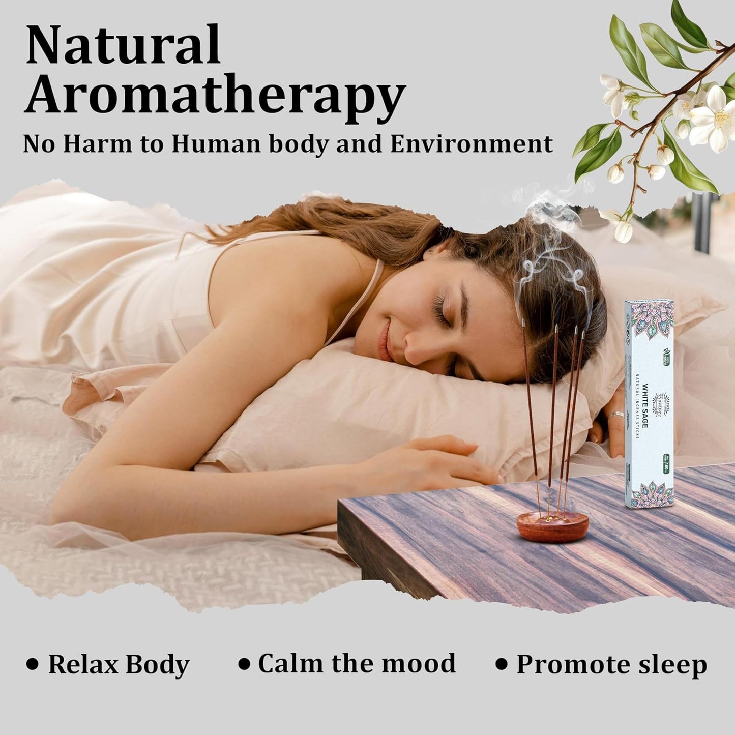 Raajsee White Sage Incense Sticks (180 gm), 100% Pure Organic Natural Hand Rolled Free from Chemicals - Perfect for Aromatherapy, Cleansing, Meditation, and Church (Pack of 12)