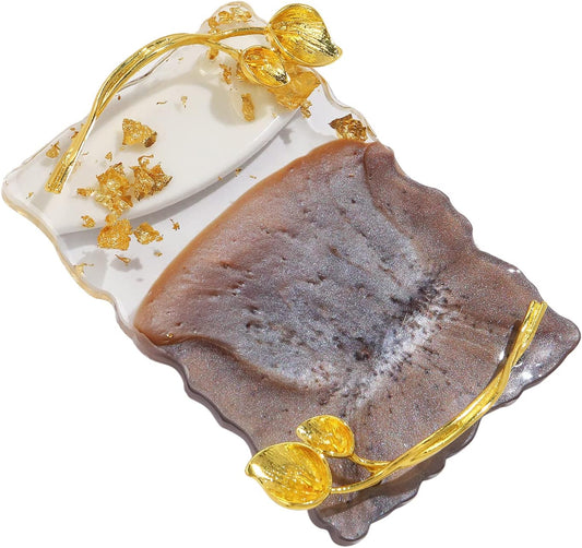 Resin Nail Art Palette, Nail Art Painting Palettes with Nail Palette Stirring Rod Gold Edge Nail Holder Nail Art Display Board Fashion Delicate Nail Tool Accessories, Type 4