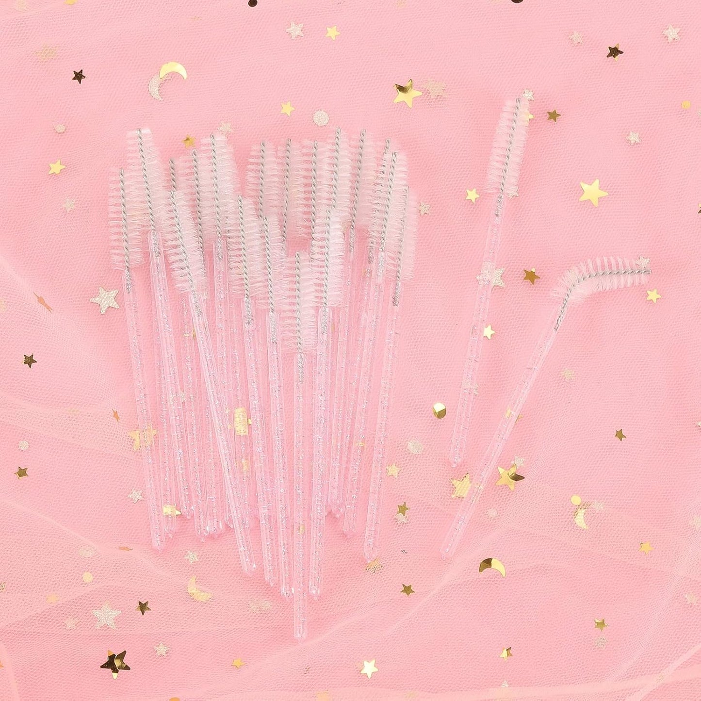 Tbestmax 500 Disposable Mascara Wands Eyelash Brush Spoolies for Eyebrow Eye Lash Extension (Pink, White)