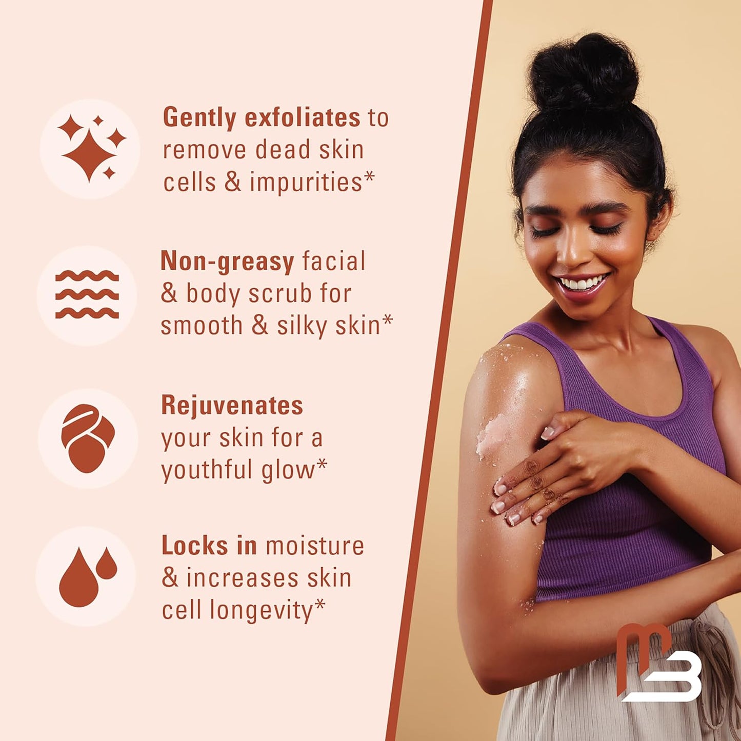 Himalayan Salt Scrub, Face, Foot, and Body Exfoliator with Collagen and Stem Cells, Exfoliating Scrub for Toning, Cellulite, and Skin Care by M3 Naturals