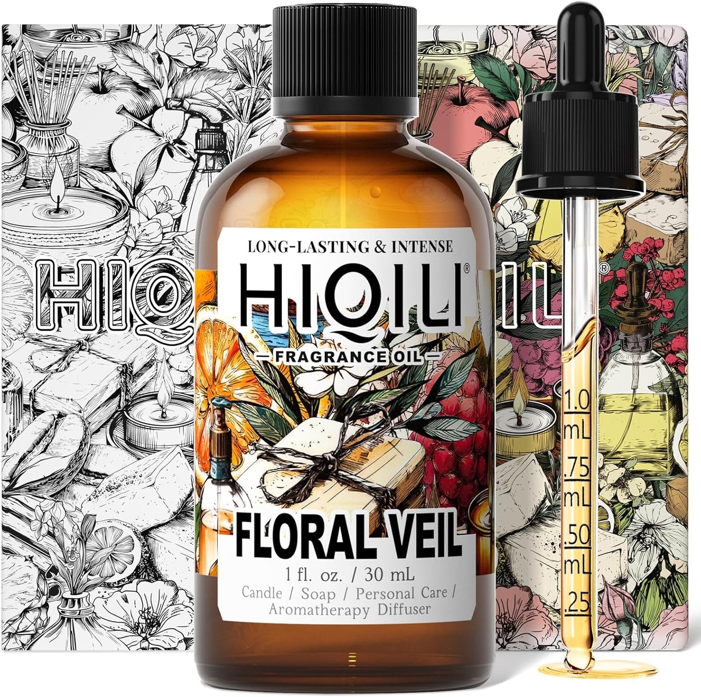 HIQILI Floral Veil Fragrance Oil for Candle & Soap Making, Inspired by ISY-Myake L.d'Isy-Florale, Humidifier, Add to Scented Sachets, Reed Diffuser Oil Refill - 1 Fl Oz