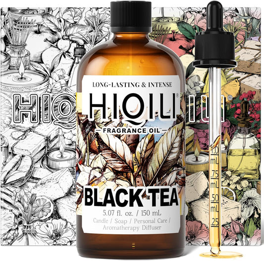HIQILI Black Tea Fragrance Oil for Diffuser & Car Air Freshener, Long-Lasting Hotel Scent, Candle & Soap Making Supplies - 5.07 Fl Oz