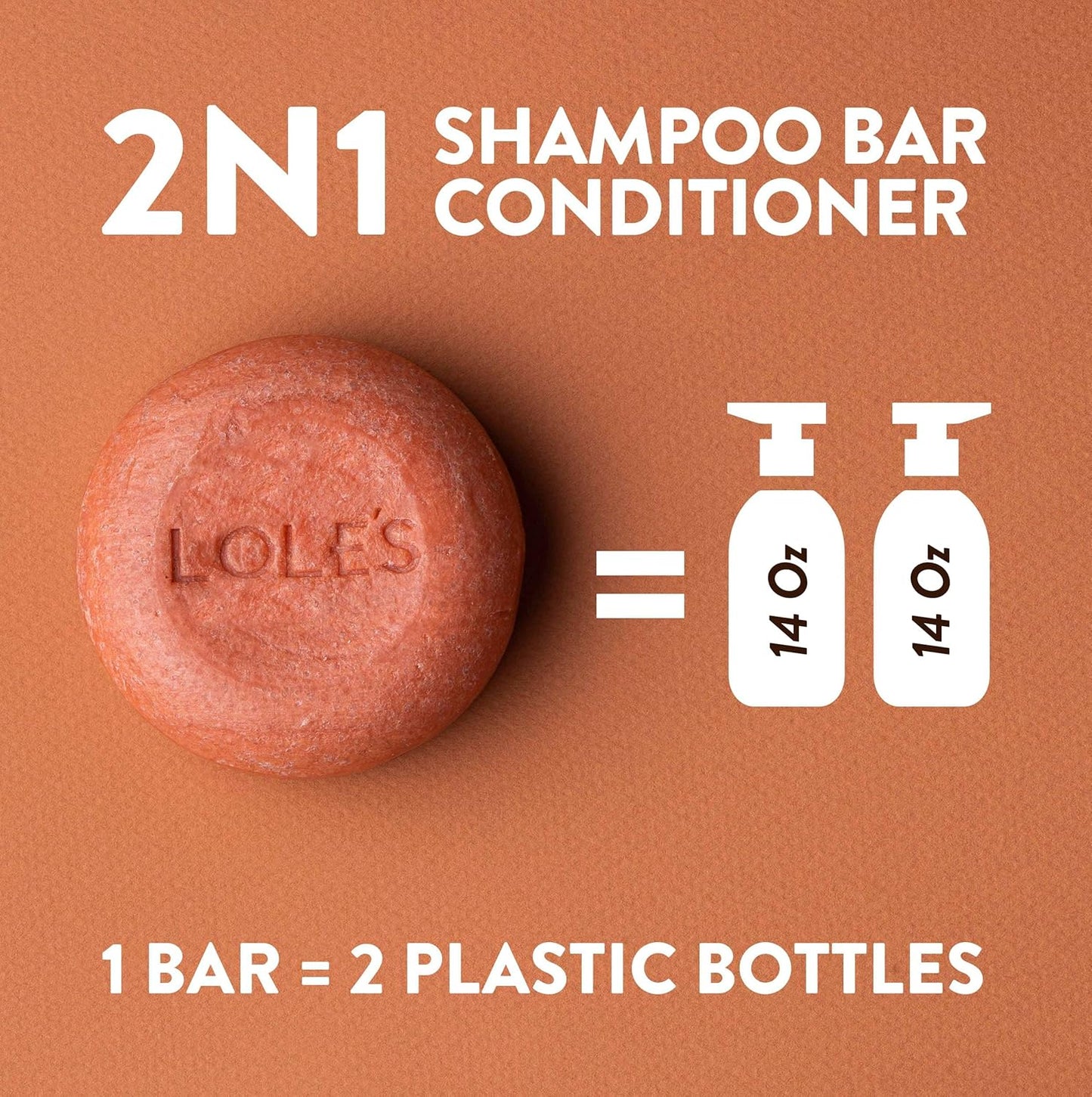 LOLE'S Shampoo Bar and Conditioner 2in1 with Argan Oil for Normal to Oily Hair, Repair & Damage Control, 99% Natural, Sustainably Sourced, 3.5Oz